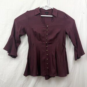 Torrid Fit & Flare Softest Flannel Acrylic Top Women +00 Sassafras Maroon